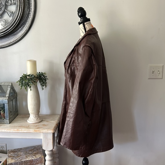 Vintage The Leather Shop Brown Leather Jacket w/ Liner Unisex size 46 Tall - Picture 4 of 12